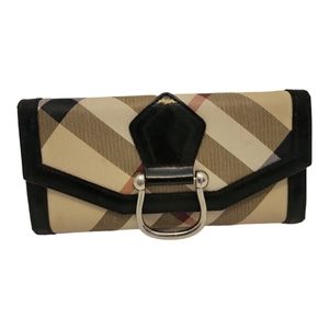 Burberry vintage nova check envelope wallet with black leather trim